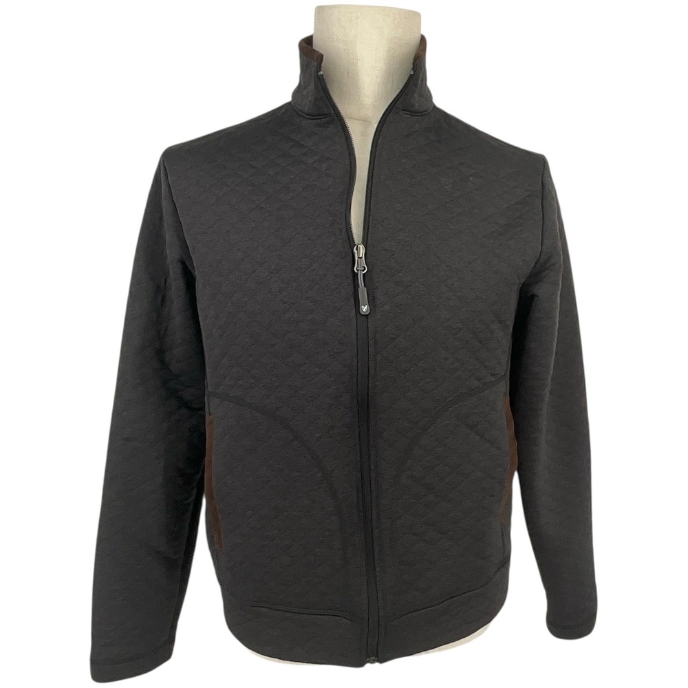 CREMIEUX Collection Men Quilted Full Zip Jacket Charcoal Gray Sz M Elbow Patches